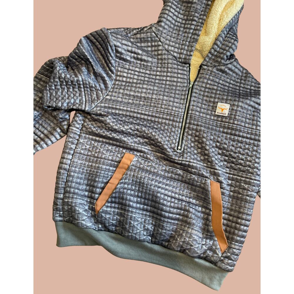 Gray Small Freiheit Quilted Hoodie with Sherpa Lining